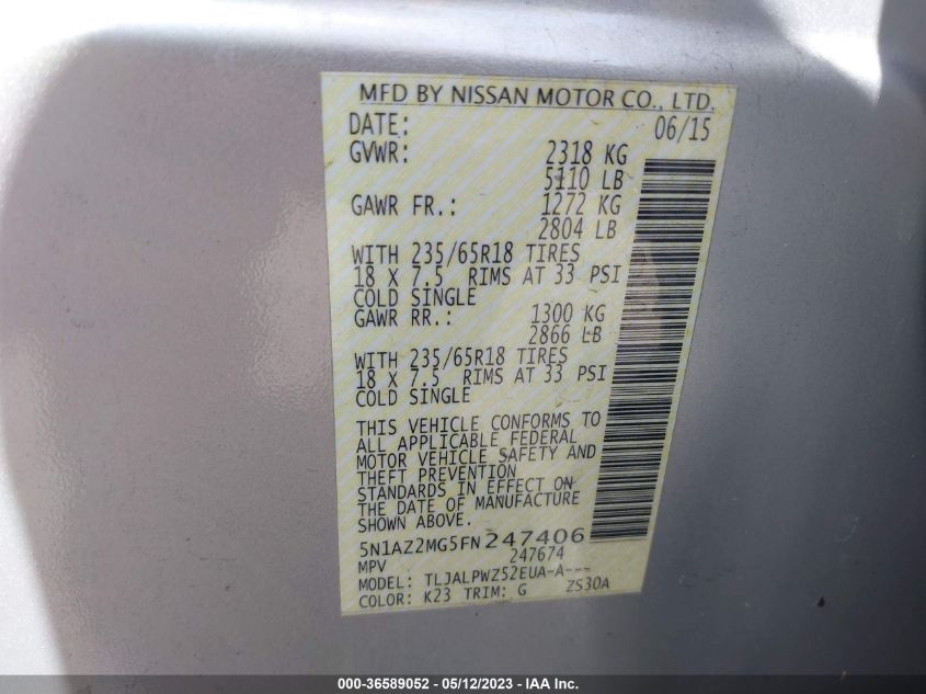 2015 NISSAN MURANO S - 5N1AZ2MG5FN247406