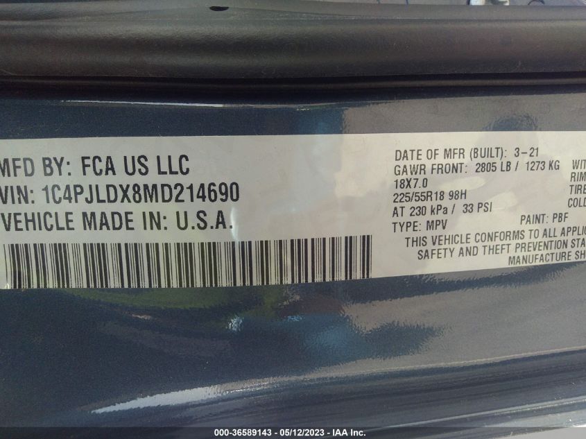 2021 JEEP CHEROKEE LIMITED - 1C4PJLDX8MD214690