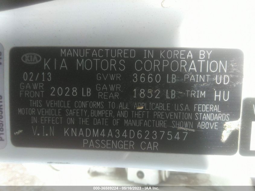 2013 KIA RIO LX - KNADM4A34D6237547