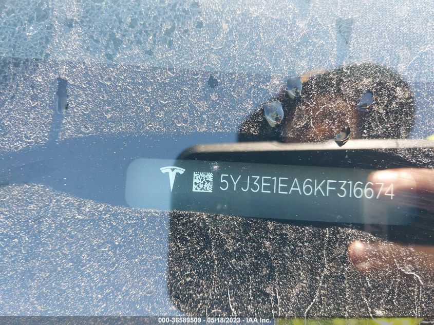 2019 TESLA MODEL 3 RANGE - 5YJ3E1EA6KF316674