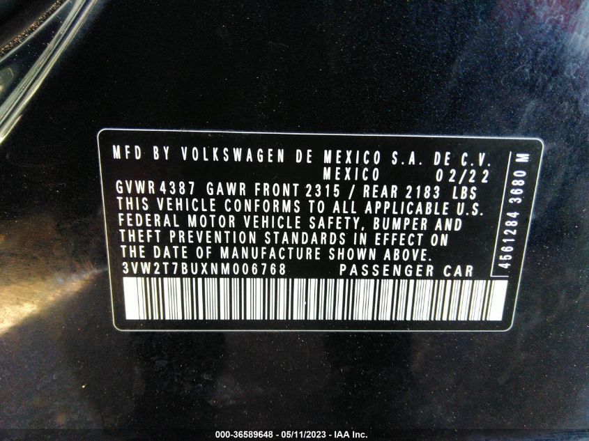2022 VOLKSWAGEN JETTA GLI AUTOBAHN - 3VW2T7BUXNM006768