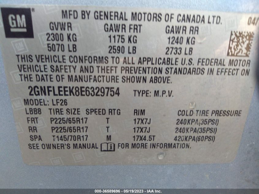 2014 CHEVROLET EQUINOX LS - 2GNFLEEK8E6329754