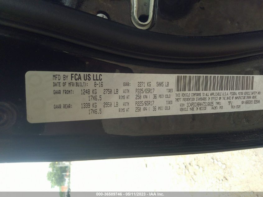 2017 DODGE JOURNEY SE - 3C4PDCAB4HT516025