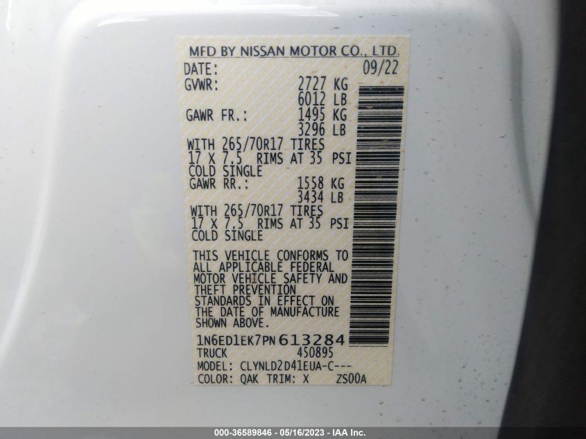 2023 NISSAN FRONTIER PRO-4X - 1N6ED1EK7PN613284