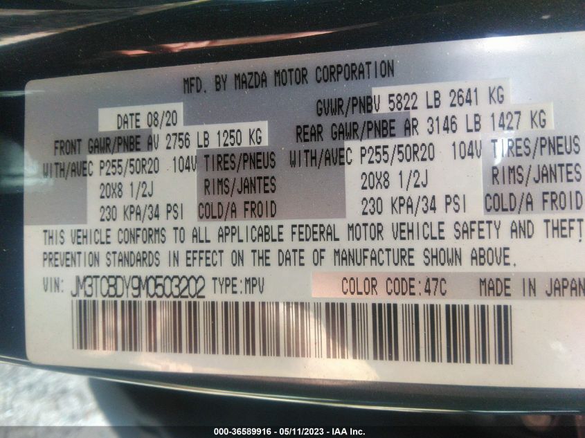 2021 MAZDA CX-9 CARBON EDITION - JM3TCBDY9M0503202