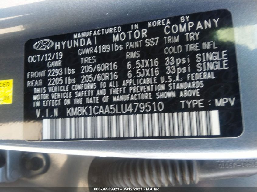 2020 HYUNDAI KONA SE - KM8K1CAA5LU479510