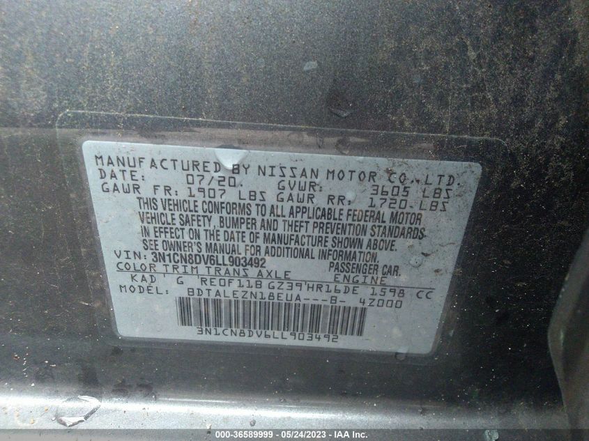 2020 NISSAN VERSA S - 3N1CN8DV6LL903492