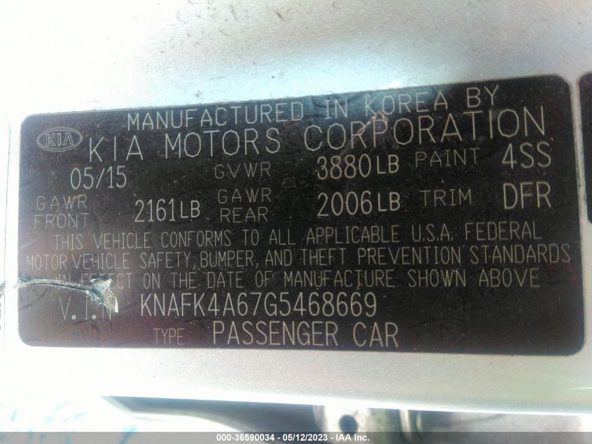 2016 KIA FORTE LX - KNAFK4A67G5468669