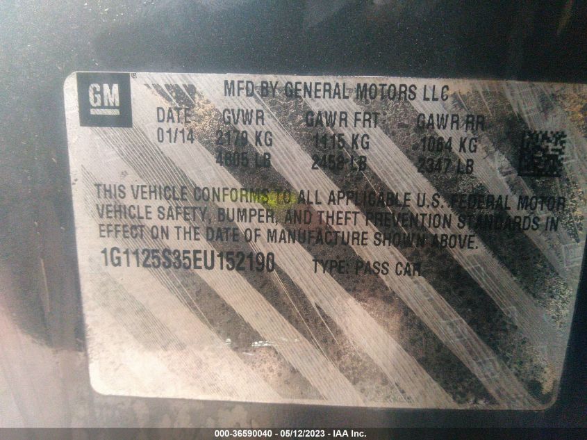 2014 CHEVROLET IMPALA LT - 1G1125S35EU152190