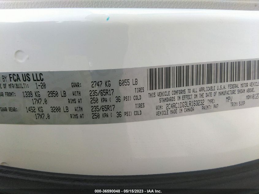 2020 CHRYSLER VOYAGER LXI - 2C4RC1DG3LR163232