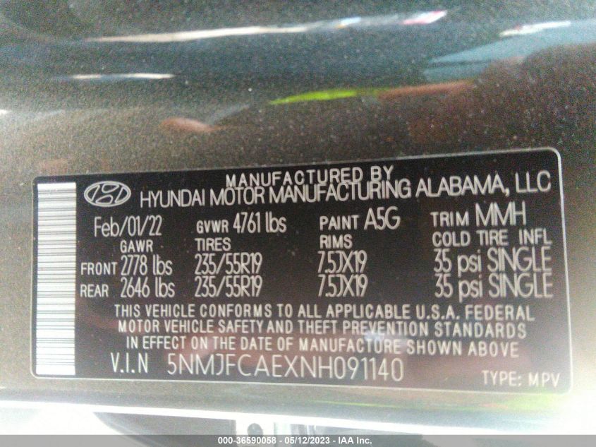 2022 HYUNDAI TUCSON SEL - 5NMJFCAEXNH091140