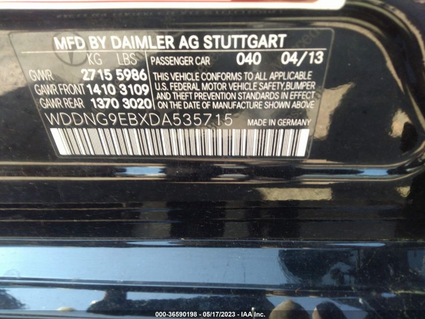 2013 MERCEDES-BENZ S-CLASS S 550 - WDDNG9EBXDA535715
