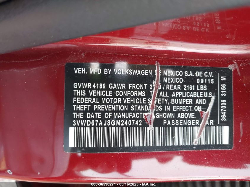 2016 VOLKSWAGEN JETTA SEDAN 1.4T SE - 3VWD67AJ8GM240742