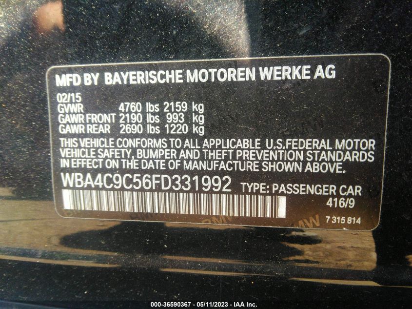 2015 BMW 4 SERIES 428I XDRIVE - WBA4C9C56FD331992