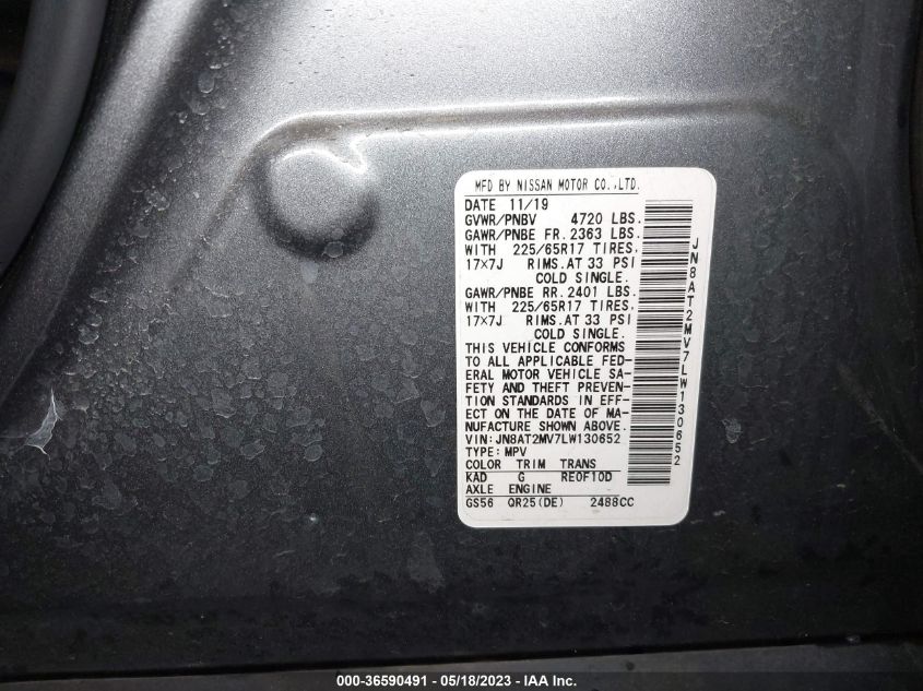 2020 NISSAN ROGUE SV - JN8AT2MV7LW130652