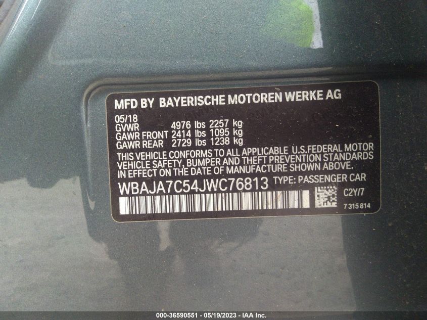 2018 BMW 5 SERIES 530I XDRIVE - WBAJA7C54JWC76813