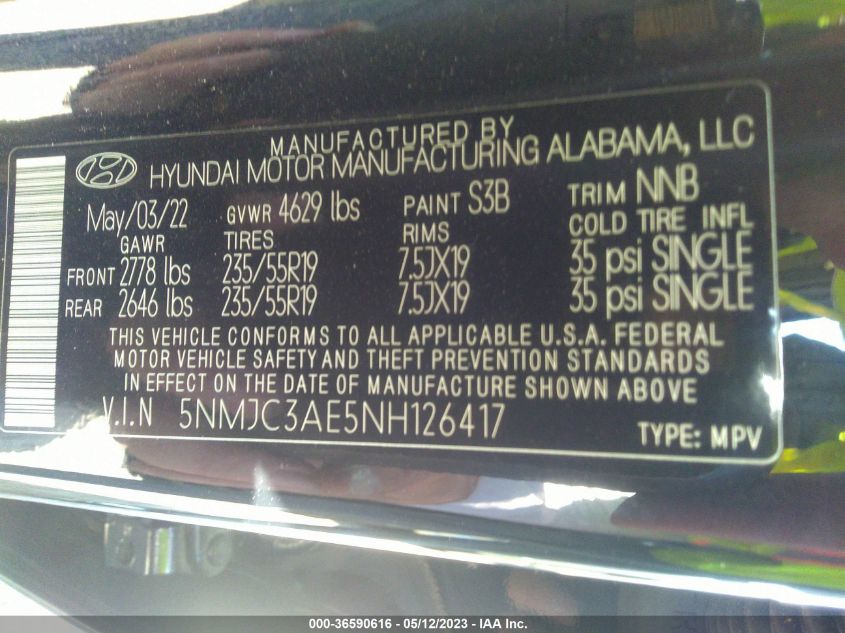 2022 HYUNDAI TUCSON SEL - 5NMJC3AE5NH126417