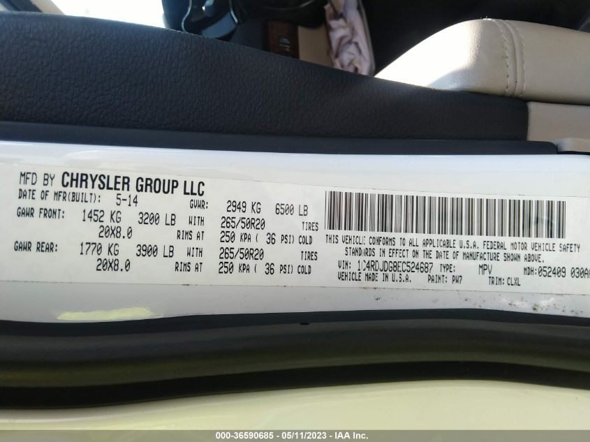 2014 DODGE DURANGO LIMITED - 1C4RDJDG8EC524687