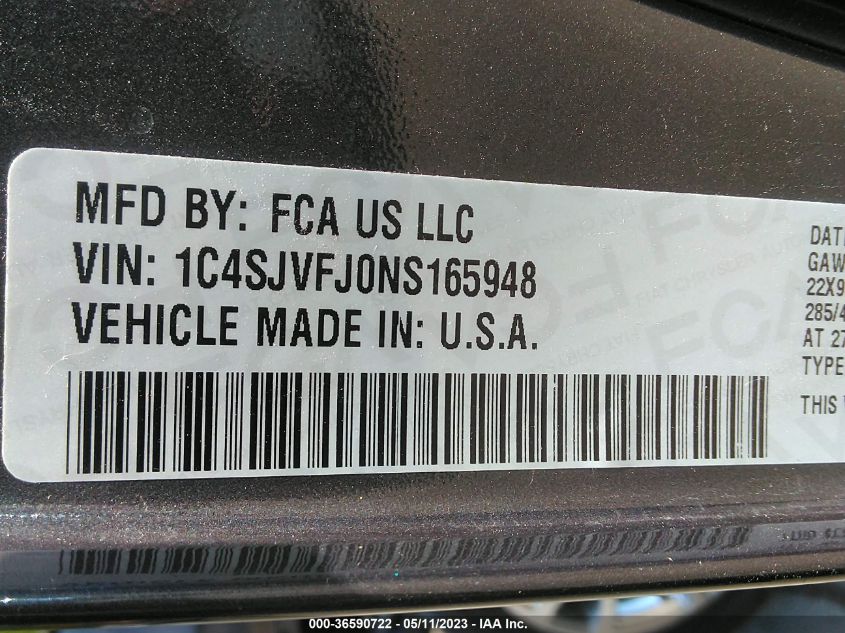 2022 JEEP GRAND WAGONEER SERIES II - 1C4SJVFJ0NS165948