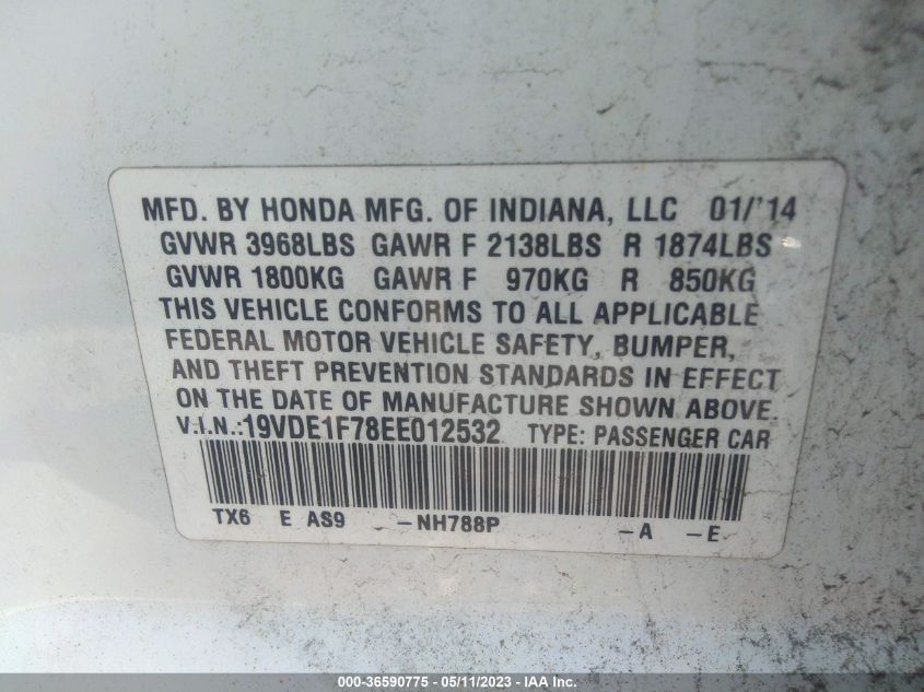 2014 ACURA ILX TECH PKG - 19VDE1F78EE012532