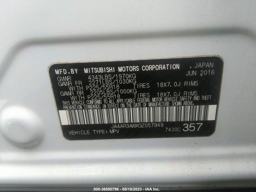 2016 MITSUBISHI OUTLANDER SPORT 2.4 - JA4AR3AWXGZ057949