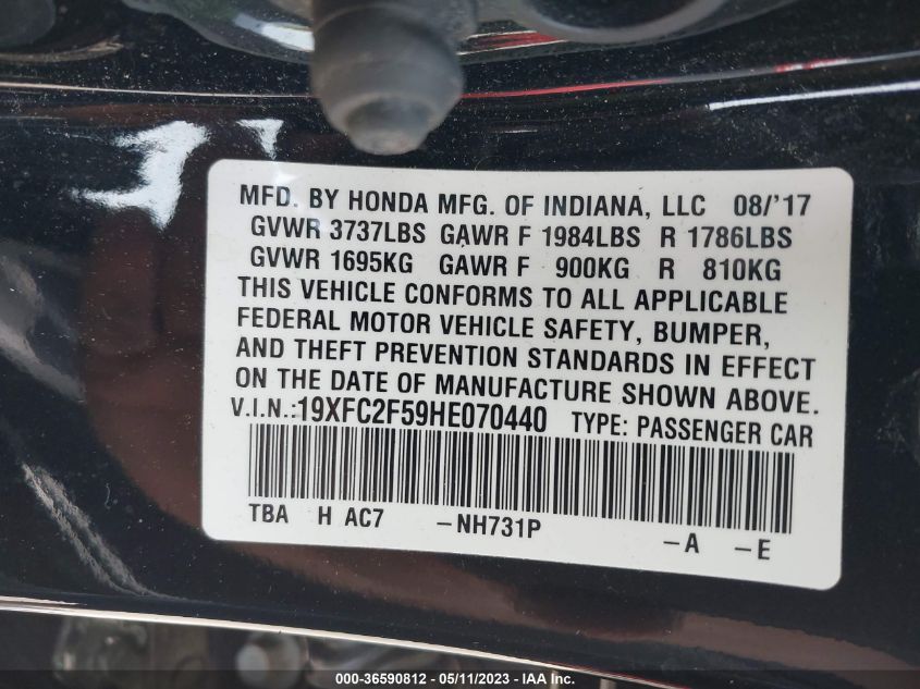 2017 HONDA CIVIC SEDAN LX - 19XFC2F59HE070440