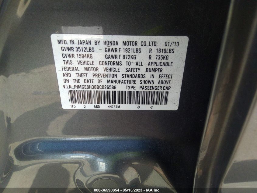 2013 HONDA FIT - JHMGE8H38DC026586