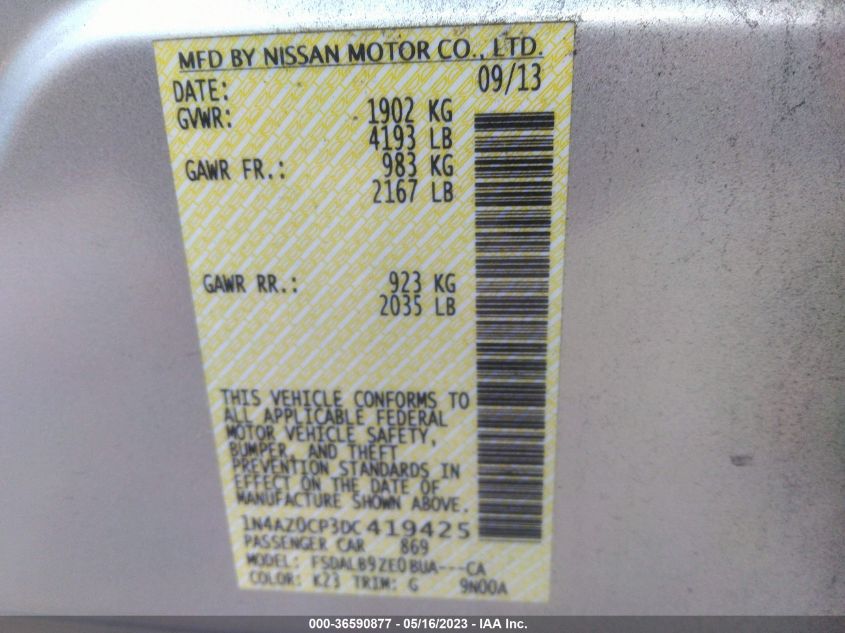 2013 NISSAN LEAF S - 1N4AZ0CP3DC419425