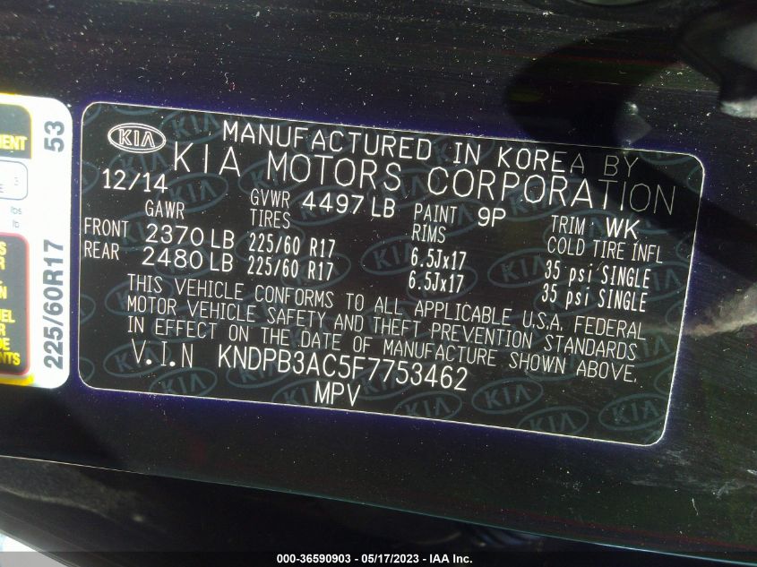2015 KIA SPORTAGE LX - KNDPB3AC5F7753462