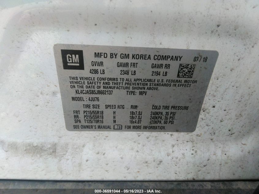 2018 BUICK ENCORE PREFERRED - KL4CJASB5JB662137