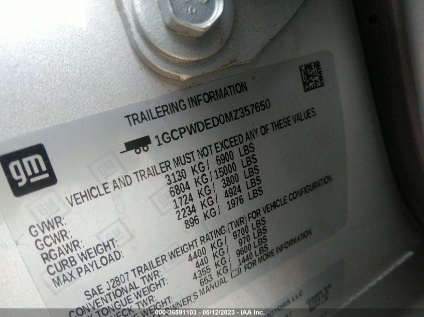 2021 CHEVROLET SILVERADO 1500 RST - 1GCPWDED0MZ357650