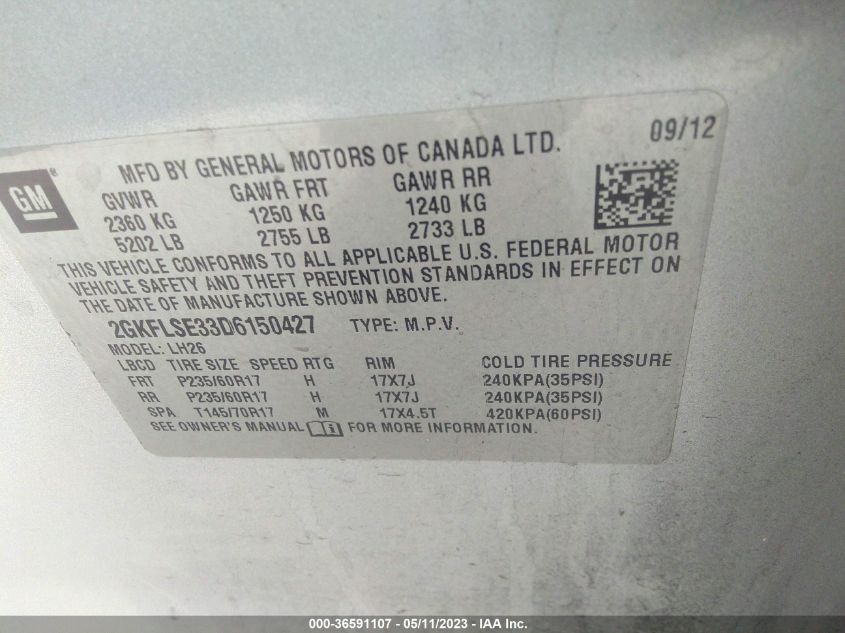 2013 GMC TERRAIN SLE - 2GKFLSE33D6150427