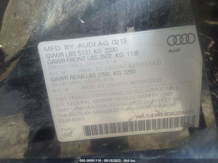 2013 AUDI ALLROAD PREMIUM PLUS WA1UFAFL4DA209405