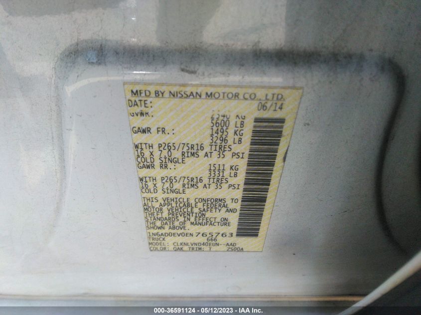 2014 NISSAN FRONTIER PRO-4X - 1N6AD0EV0EN765763