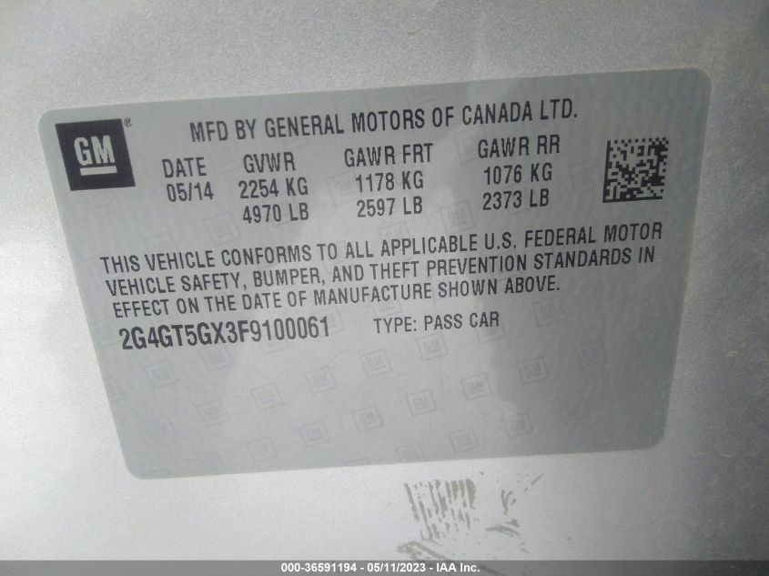 2015 BUICK REGAL GS - 2G4GT5GX3F9100061