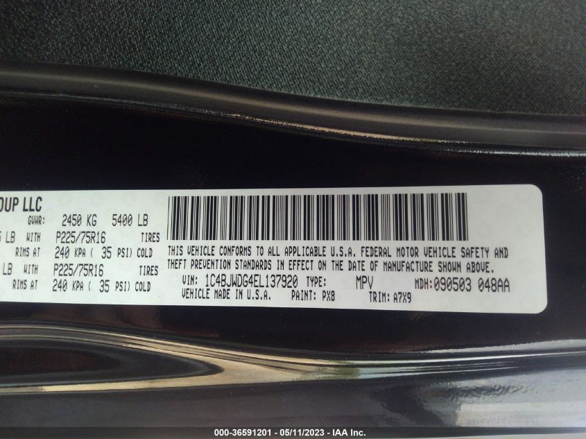 2014 JEEP WRANGLER UNLIMITED SPORT - 1C4BJWDG4EL137920
