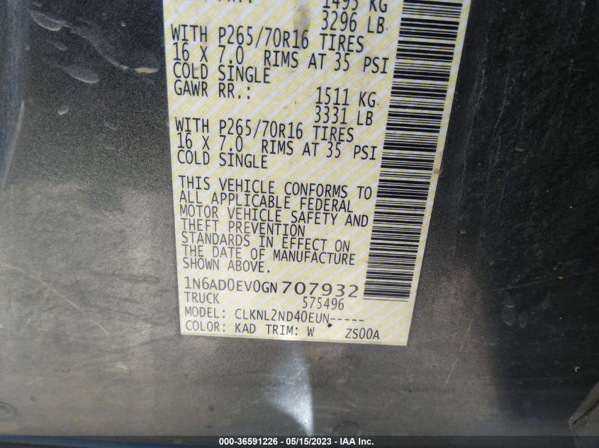 2016 NISSAN FRONTIER SV - 1N6AD0EV0GN707932