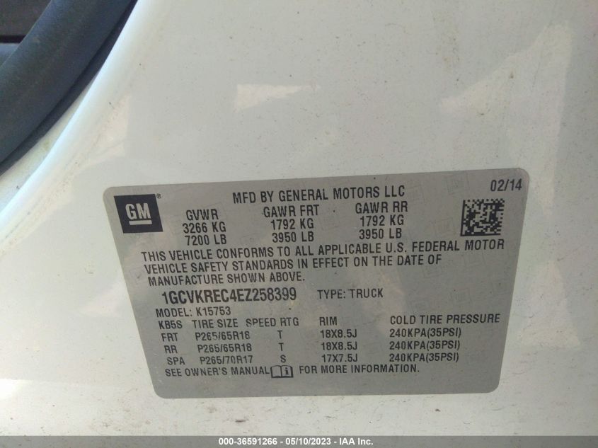 2014 CHEVROLET SILVERADO 1500 LT - 1GCVKREC4EZ258399