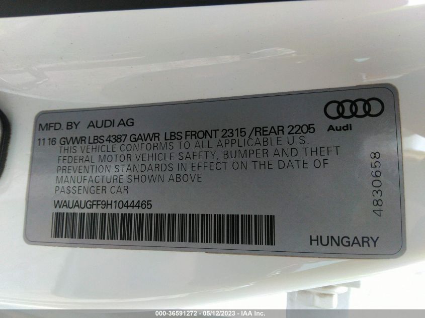 2017 AUDI A3 SEDAN PREMIUM - WAUAUGFF9H1044465