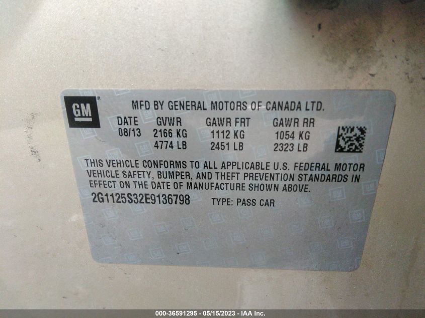 2014 CHEVROLET IMPALA LT - 2G1125S32E9136798