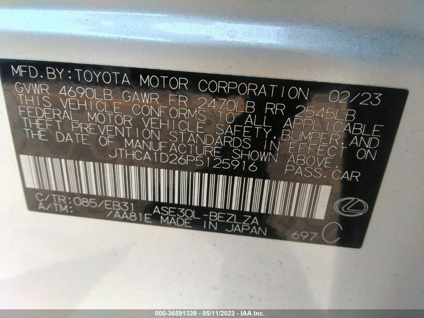 2023 LEXUS IS IS 300 - JTHCA1D26P5125916