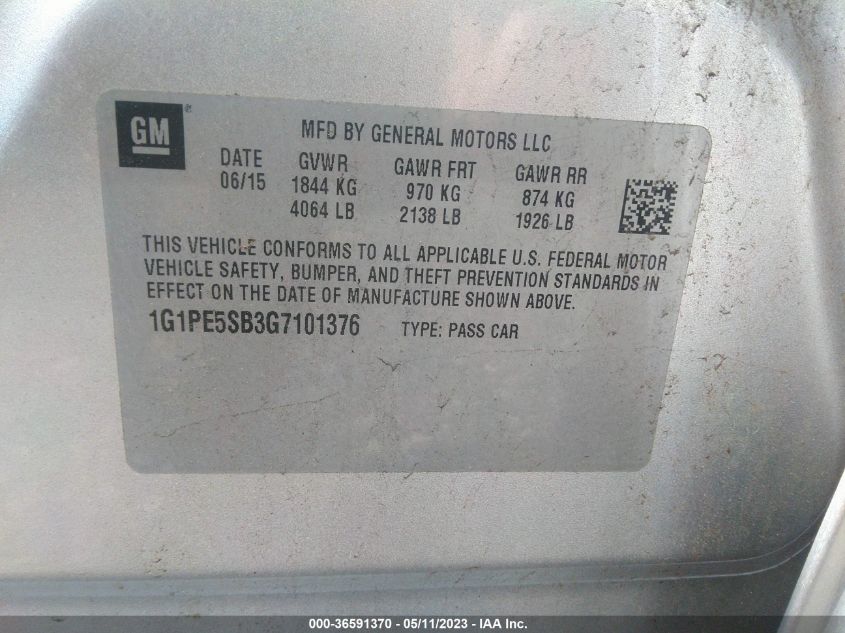 2016 CHEVROLET CRUZE LIMITED LT - 1G1PE5SB3G7101376
