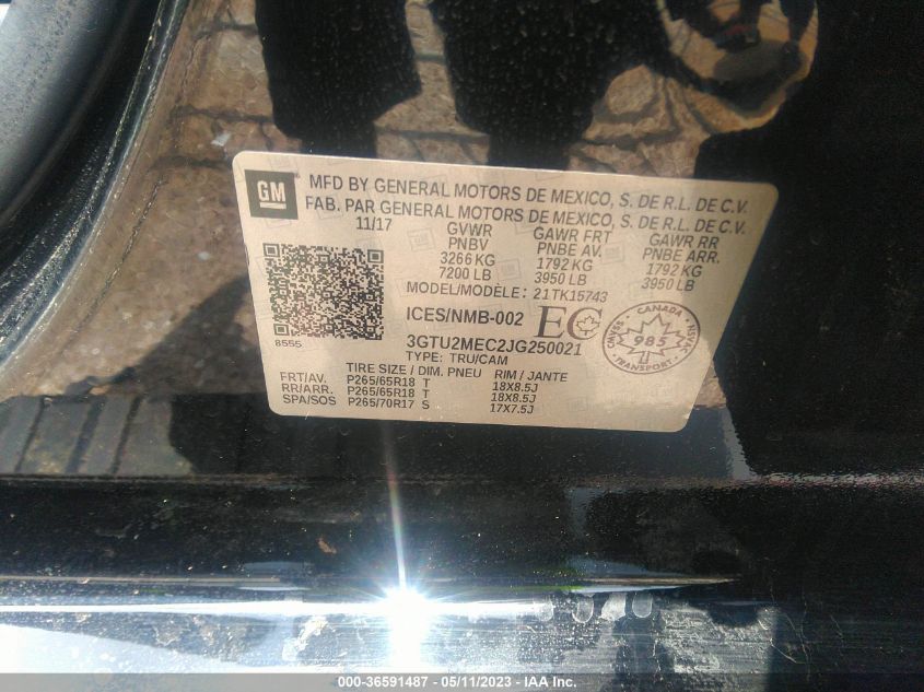 2018 GMC SIERRA 1500 SLE - 3GTU2MEC2JG250021