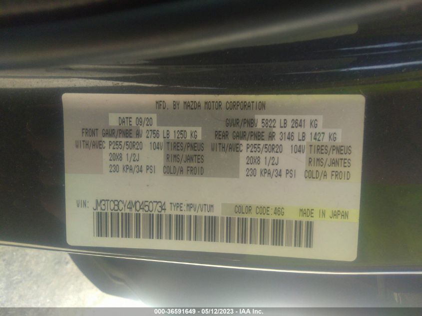 2021 MAZDA CX-9 GS-L - JM3TCBCY4M0450734