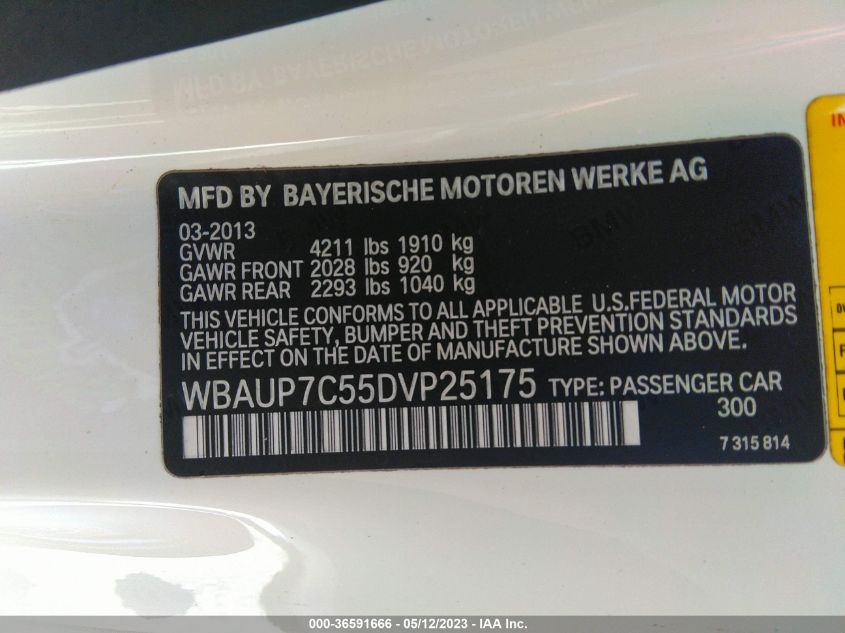 2013 BMW 1 SERIES 128I - WBAUP7C55DVP25175
