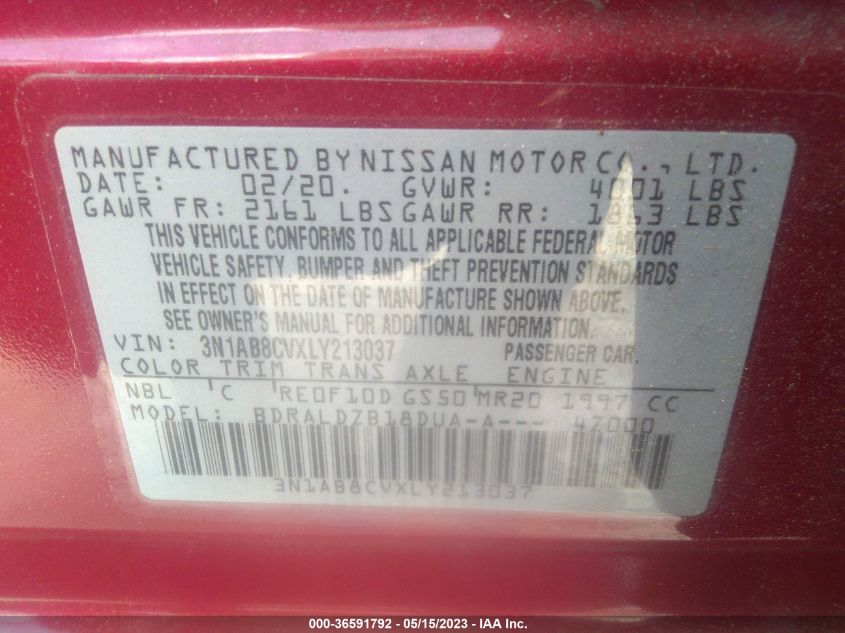 2020 NISSAN SENTRA SV - 3N1AB8CVXLY213037