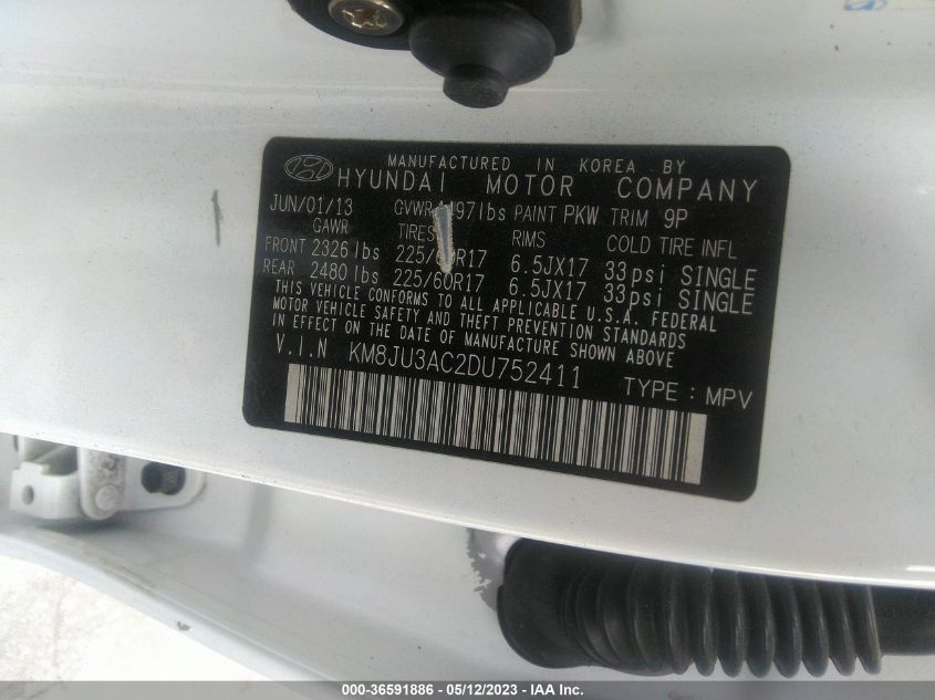 2013 HYUNDAI TUCSON GLS - KM8JU3AC2DU752411