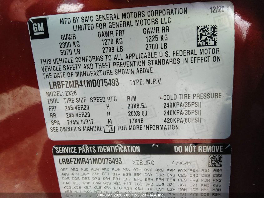 2021 BUICK ENVISION PREFERRED - LRBFZMR41MD075493