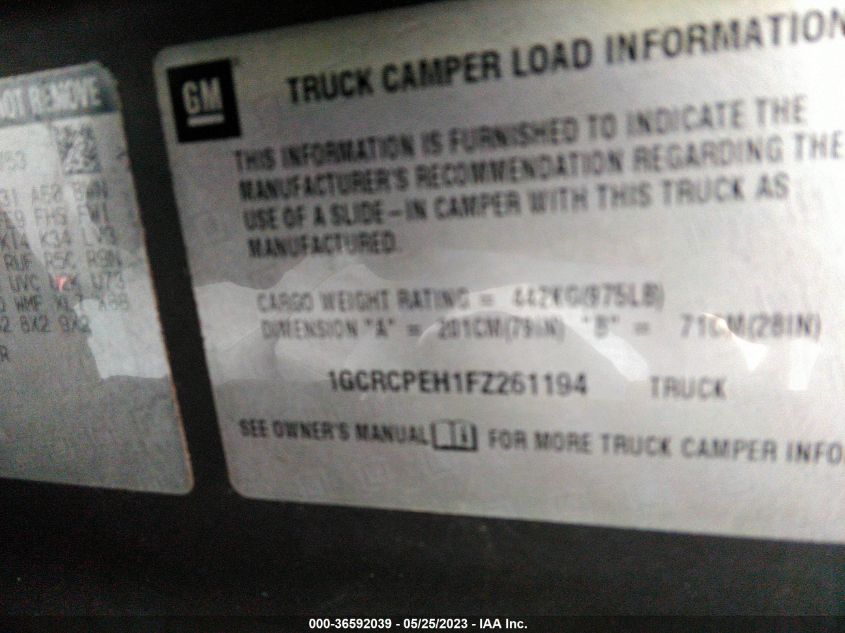 2015 CHEVROLET SILVERADO 1500 LS - 1GCRCPEH1FZ261194