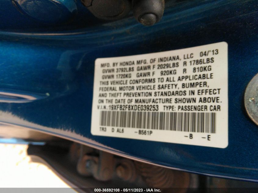 2013 HONDA CIVIC SDN EX - 19XFB2F8XDE039253